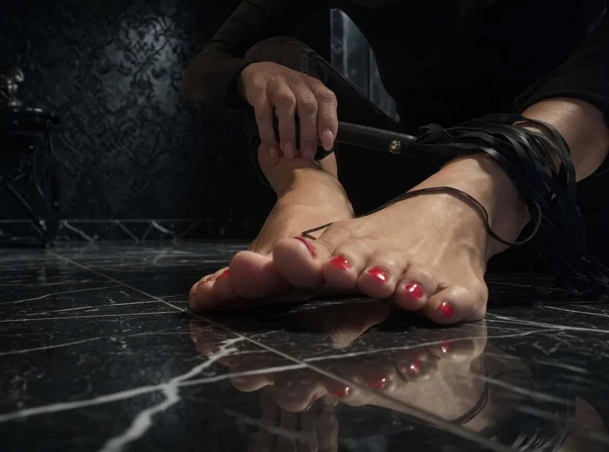 Pieds nus de Maîtresse Sylvia avec martinet
